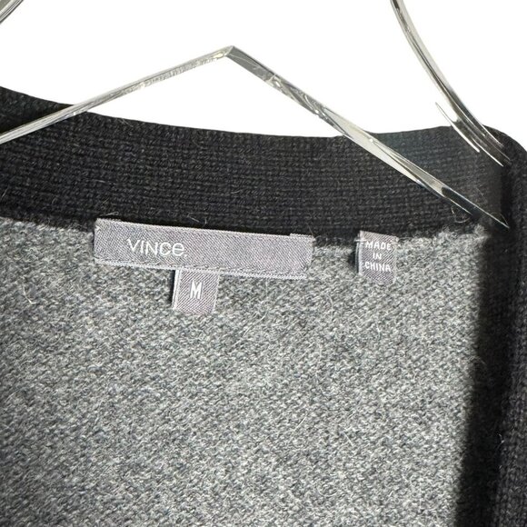 Vince. Cashmere Alpaca womens Cardigan Sweater gray black trim size Medium - Picture 5 of 7